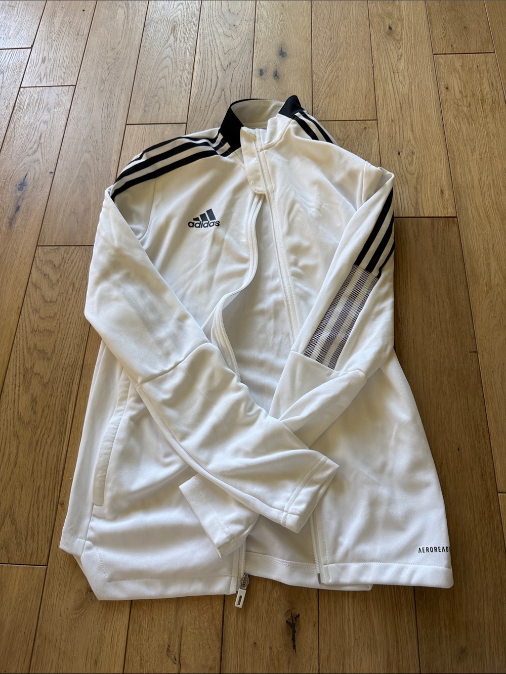 adidas White Track Jacket with Black Three-Stripes